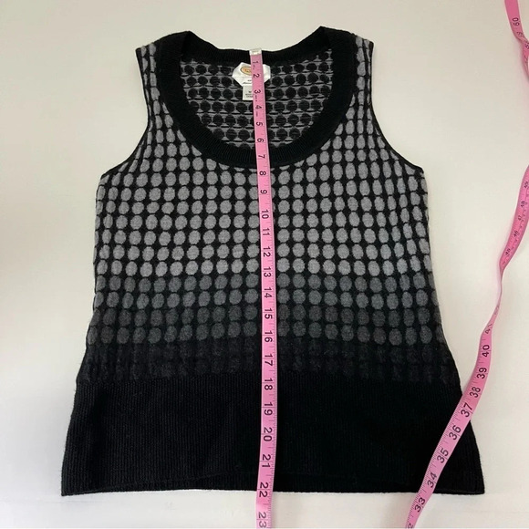 Talbots Sweater Womens Medium Black Gray Geometric Knit Detail Sleeveless - Picture 6 of 6